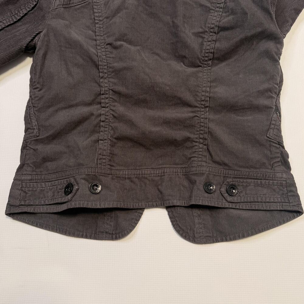 Diesel Jacket Womens Medium Gray Corduroy Full Zip Utility Pockets Short Fitted - Picture 13 of 13